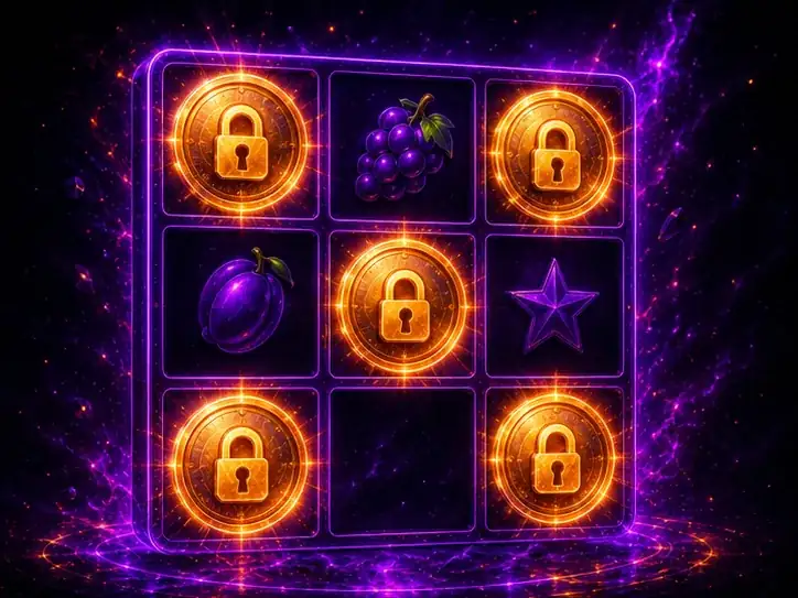 Slot Hold and Spin con símbolos de dinero bloqueados en pantalla